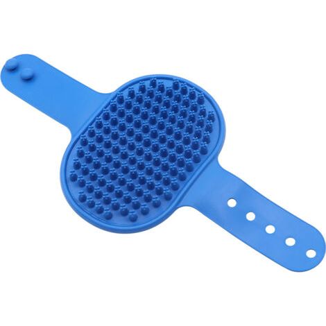 QORVA-Brosse de bain bleue en silicone pour animaux de compagnie, 26,2 x 12,5 cm, pour chiens, pour le brossage, le bain et le massage des chats. (1/5)
