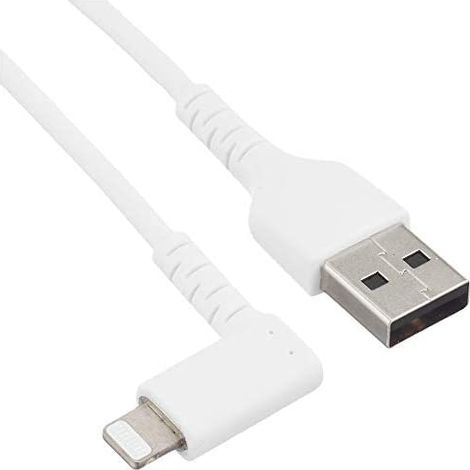 StarTech.com Câble USB-A vers Lightning Blanc Robuste 2m Coudé à 90° - Câble de Charge/Synchronisation USB Type A vers Lightning en Fibre Aramide Robuste et Résistante - Certifié Apple MFi - iPhone (1/3)