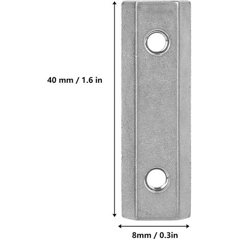 Z043M Écrou métallique à double rainure en alliage de zinc 40x8mm pour fixer base ou plaque de renfort accessoire mouvement linéaire 1 pièce 100% neuf (1/5)