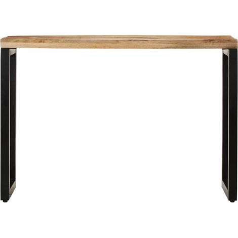 Table console，Table d'appoint，Bout de canapé，Meuble d'entrée 110x35x76 cm bois de manguier massif brut