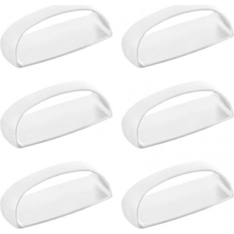 Lot de 6 poignées autocollantes pour tiroirs, portes coulissantes, fenêtres en verre, armoires, sans perçage, 6 pièces/ensemble (blanc) (1/5)