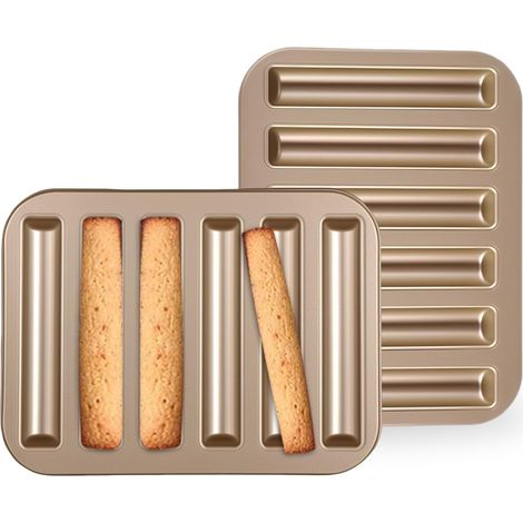 1 Moule à gâteau, Acier carbone, 6 cavités, Rectangulaire, Antiadhésif, Cuisson uniforme, Pâtisserie maison (1/5)