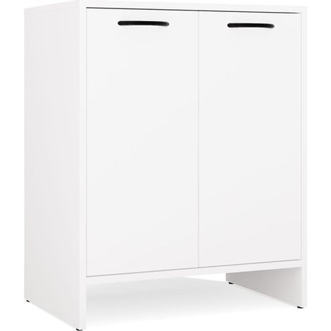 Mobiletto da bagno Nina 2DUM, bianco, a colonna, con 2 ripiani, ripiano, da posizionare SOTTO il lavabo (1/5)