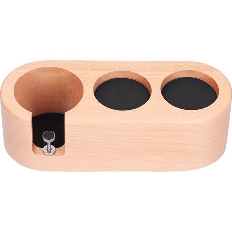 Support de tamper pour café avec porte-filtre 3 trous, station de tassage en bois, tapis antidérapant inclus