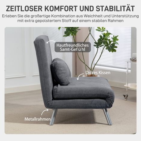 Fauteuil relax convertible 2-en-1, canapé-lit pour invités, revêtement en tissu, coussin inclus, gris anthracite (1/5)