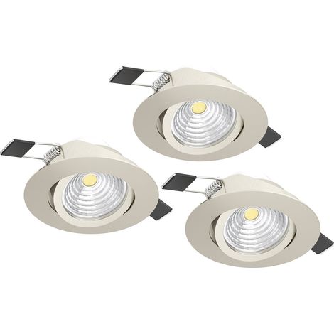 Faretto Ad Incasso Moderno Saliceto In Alluminio Nichel Satinato 3 Luci Led 6W