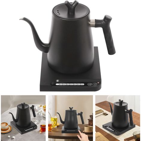 【Maison connectée】Bouilloire électrique à 7 réglages de température, bouilloire pour café, thé, 1000 Watt, 1L, acier inoxydable 304, noir (1/5)