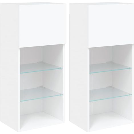 Maison Exclusive - Mobili Porta TV con Luci LED 2 pz Bianc40,5x30x90 cm