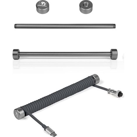 Custom CNC Aluminium Coiled Aviator Cable Fixed Rod-Noir Enrouleur de Câble USB-C Enroulé, Barre de Poids de Câble D'aviateur, Poteau de Gestion de Câble Spiralé pour Clavier, 7.68In (1/5)