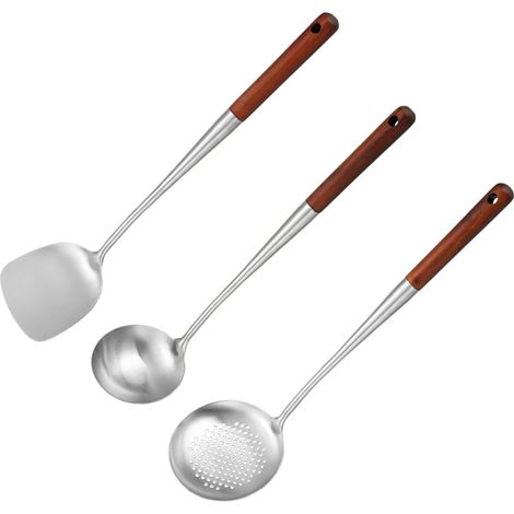 3 Pièces Spatules pour Wok, écumoire en acier Inoxydable (1/5)