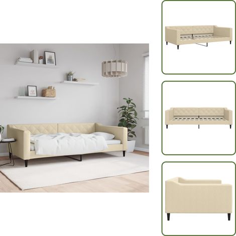 Sofá cama 2 en 1 - vidaXL Sofá cama sin colchón tela crema 100x200 cm - Sofá cama moderno