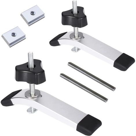 Lot de 2 Rail - Aluminium T-Track Clamp T Track Jeu de pinces de maintien à action rapide en métal, pour outil de travail du bois T-Slot (1/5)