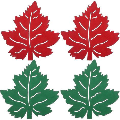 Ensemble de 4 sets de table en tissu à motif de feuilles, isolation thermique et dos antidérapant. (1/2)