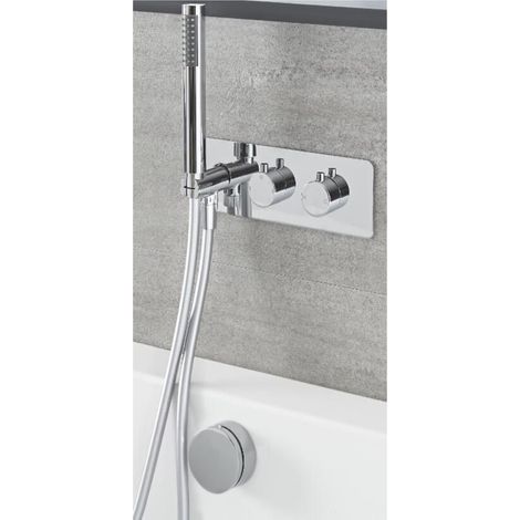 Milano Mirage 2 Outlet Twin Diverter Thermostatic Mixer Shower Valve with Hand Shower Handset and Overflow Bath Filler Tap- Chrome (1/5)