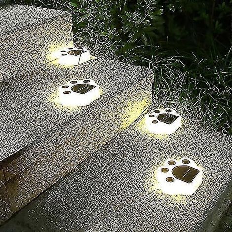 Lampes solaires d'extérieur étanches pour jardin, éclairage paysager LED, motif empreinte de patte d'ours ou de chat, lampe décorative pour cour, allée. (1/5)