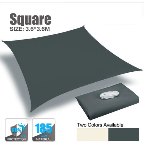 Auvent de jardin extérieur imperméable (gris foncé, 3,6 x 3,6 m), protection solaire, blocage des UV à 98 % (1/5)