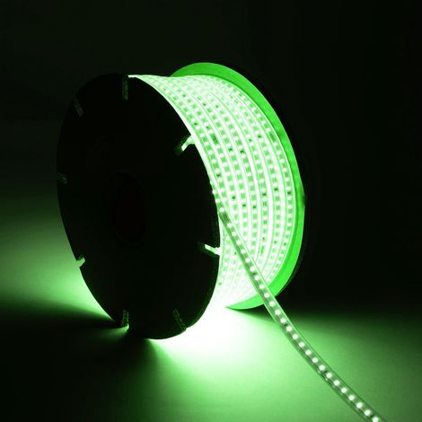 Tira LED Regulable 220V SMD 120 LED/m BOBINA 50m 8.5W/m 850lm/m Ancho 12mm Corte 20cm IP65 Verde