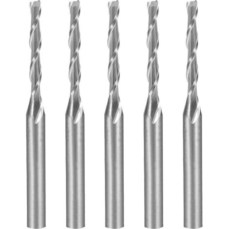 5Pcs1/8" Shank 2mmx15mm Carbide Milling Cutter CNC Router Bits 2 Flute Flute (1/4)
