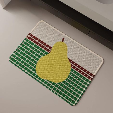 Tapis de porte absorbant, 6090cm, durable et antidérapant, motifs fruits et carreaux, lavable, grande taille. (1/5)