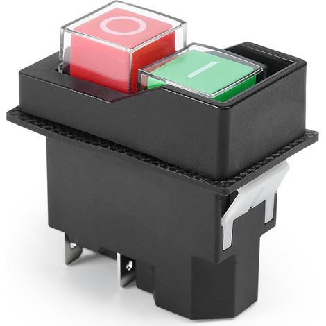 Interrupteur de Sécurité, Interrupteur Électromagnétique Étanche KJD17 à 4 Broches AC250V 16A Interrupteur à Bouton-Poussoir Marche/Arrêt pour Bétonnière Électrique (1/5)