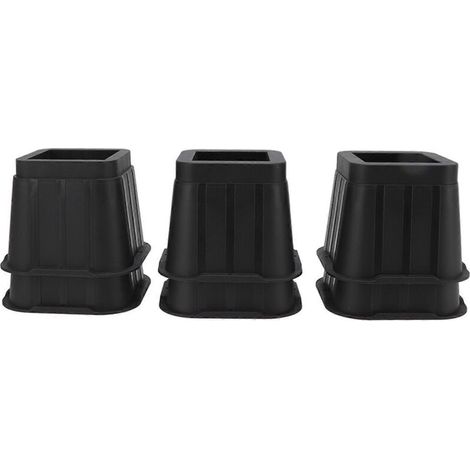 6pcs Furniture Riser Black Rubber 4in Squared Sofa Bed Chair Desk Riser for Living Room (1/4)