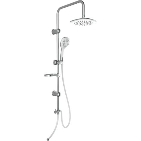 EISL DXLD60087CS colonna doccia senza miscelatore, doccia con ampio getto a pioggia (⌀200mm) e doccetta, colonna doccia, ideale per il retrofit, cromo/bianco (1/4)