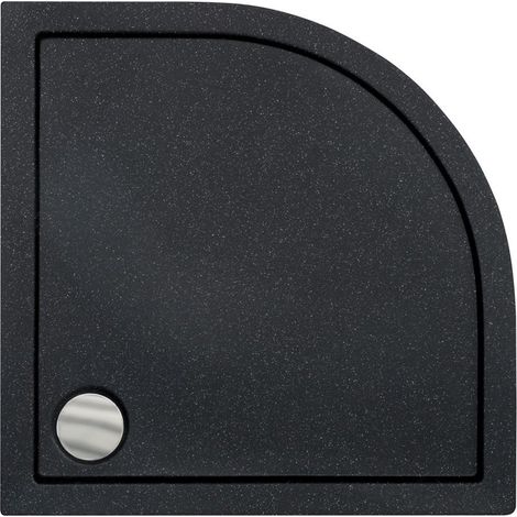 Receveur de douche extra-plat ARON SLIMLINE semi-circulaire 80x80 cm effet pierre noire