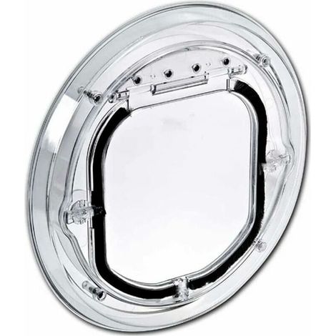 Position Cat Flap, Round Clear Flap Cat Flap with Tunnel,Dog Cat Flap Cutout Cover,Lockable Cat Mate Small Pet Doors (L,Clear)