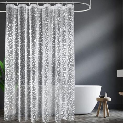 Cortina de ducha de PEVA con anillas y ganchos, lavable, resistente al moho (Paved, 180 x 180 cm)