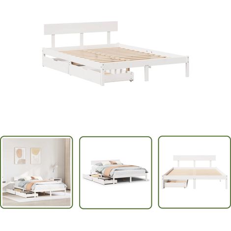 vidaXL Cadre de lit sans matelas blanc 160x200 cm bois de pin massif (1/5)