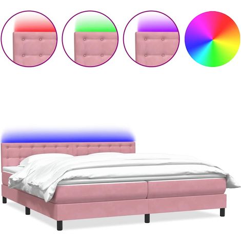 Maison Exclusive - Boxspringbett mit Matratze & LED Rosa 180x210