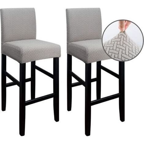 Lot de 2 housses de tabouret de bar extensibles – Polyester et polaire – Lavables en machine – Dimensions 35-48 cm – Couleur taupe (1/5)