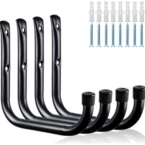 Lot de 4 crochets pour échelle de rangement de garage, bras de 20 cm, support mural robuste, support de vélo, organisateur de suspension (1/5)