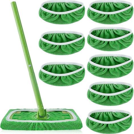 Chiffons Réutilisables pour,Lingettes Reutilisable pour,8 pièces Serpillière Recharge Balai Vapeur,Mop Pads en Microfibres pour Nettoyer et frotter Les sols secs ou humides (1/5)