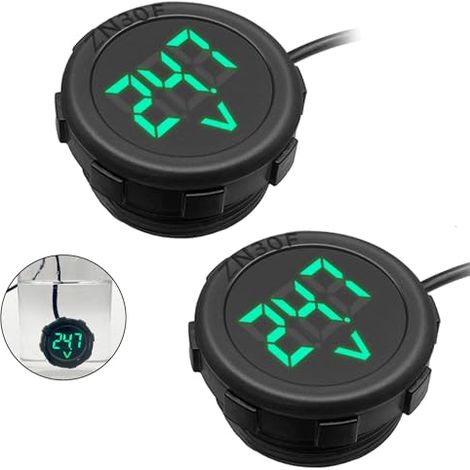 2Pcs DC 4V-100V Afficheur Numérique Voltmètre LED Voiture Étanche Affichage Tension Batterie Testeur de pour Moto, Bateau, Camion, Caravane, marine(Vert) Green - (1/5)