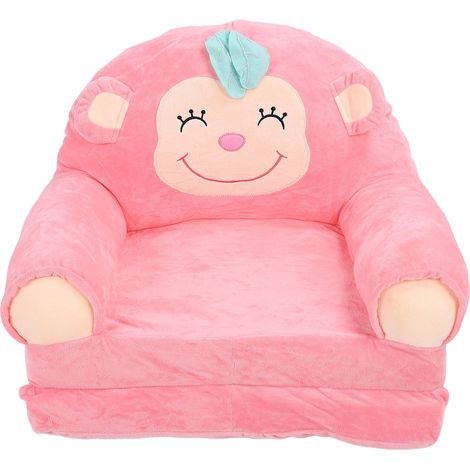Canapé pliant pour enfants, chaise longue en peluche douce, pour la maison, la maternelle, singe rose (1/5)