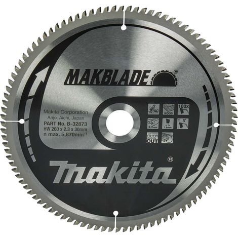 Makita - Lama per sega circolare per legno, 260x30 mm, 100 denti B-32873