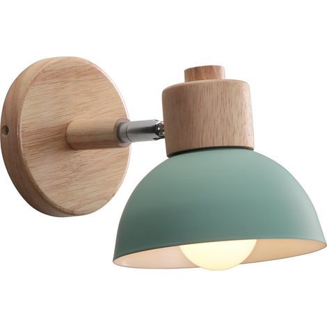 AXHUP Applique Murale Interieur Industrielle, Lampe Murale Bois, E27 Vintage Luminaire Interieur pour Chambre Salon Couloir Restaurant Vert (1/5)