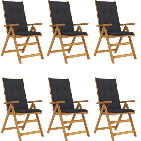 Sedie da Giardino Pieghevoli 6 pz con Cuscini Massello Acacia vidaXL (1/5)