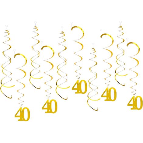 Lot de 20 guirlandes de décoration d'anniversaire dorées pour 40 ans - Décoration à suspendre - Pour homme et femme (1/5)