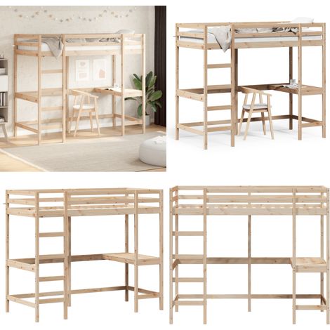 Hochbett mit Schreibtisch 90x200 cm Massivholz Kiefer - Hochbett - Jugendzimmer - Kinderschlafzimmer - Schreibtischbett - Kiefernholz - Home & Living
