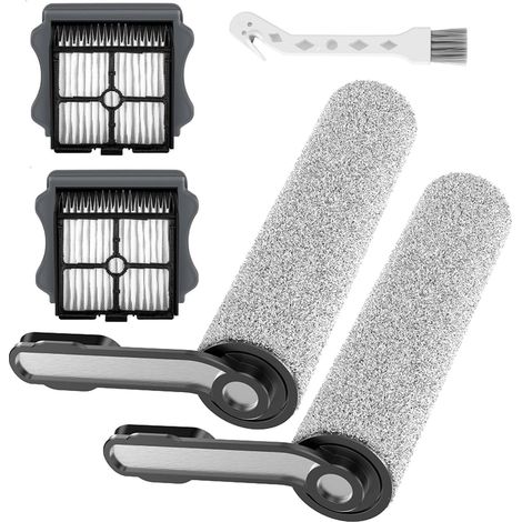 Rouleau de Brosse de Rechange et Filtre HEPA pour Tineco Floor One S5/S5 Pro/S5 Pro 2 Accessoires pour aspirateur Sec et Humide,2 Rouleaux de Brosse,2 Filtres,1 Brosse de Nettoyage (1/4)