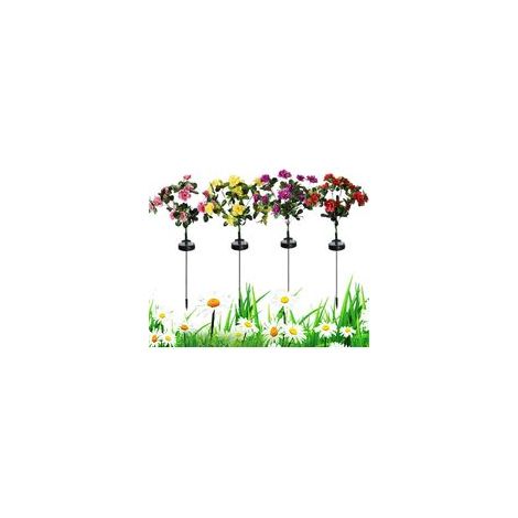 Solar-Blumenleuchten für den Außenbereich, 4 LED-Solar-Gartenleuchten – für Garten, Terrasse, Rasen, Gehweg und Friedhofsdekoration (1/5)