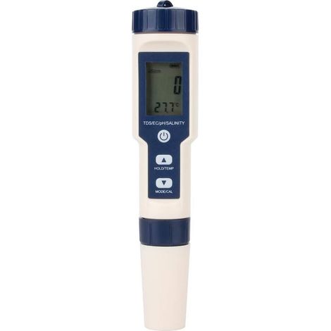 RGE BDD Testeur Multifonctionnel de la qualité de l'eau Testeur d'eau 5 en 1, TDS numérique/EC/Salinité/PH/Compteur de température pour Eau Potable, Piscine, Aquarium, Aquarium, Culture hydroponique (1/4)