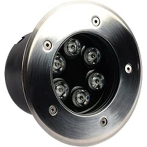 Spot LED encastré, 6 watts, IP65, lumière bleue, éclairage extérieur, transformateur intégré, convient aux allées et terrasses.