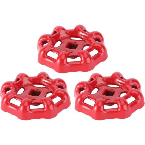 RHG Volant de vanne poignée de vanne en fer rouge vanne à boisseau sphérique vanne d'arrêt robinet de conduite d'eau vanne partie supérieure poignée 6x6mm 3 pièces