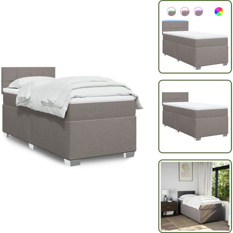 Boxspringbett mit Matratze Taupe 100x200 cm Stoff - Boxspringbett - Doppelbett - Liegefläche 100x200 Cm - Bettenrahmen - Kopfteil (1/5)