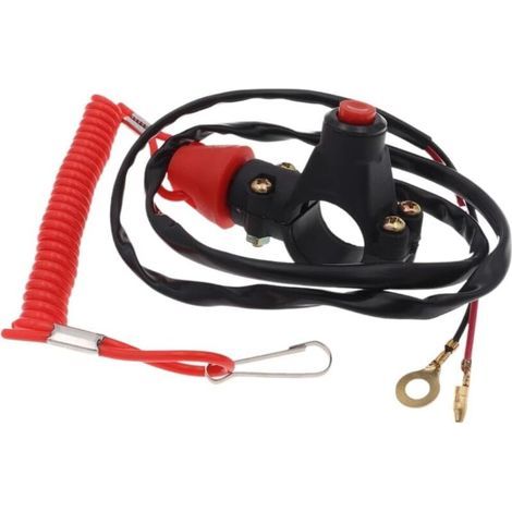 Motorcycle Moto Kill Stop Interrupteur Cordon Lonyard Cordon Compatible avec Divers modèles (Interrupteur d'arrêt d'urgence rouge) (1/5)