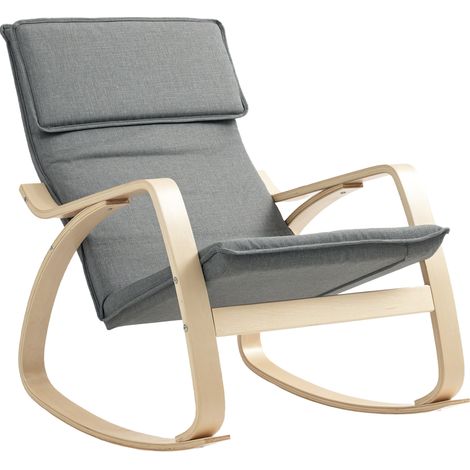 Comfortable Grey Rocking Chair Recliner for Living Room and Bedroom,Upholstered Lounge Chair with High Back and Headrest