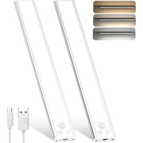 Indoor Lamp with Motion Sensor, 1500mAh Rechargeable LED Night Light, Wireless LED Lighting for Kitchen Under Furniture, Cabinets, Wardrobes (Pack of 2) [Energy Class A (1/5)